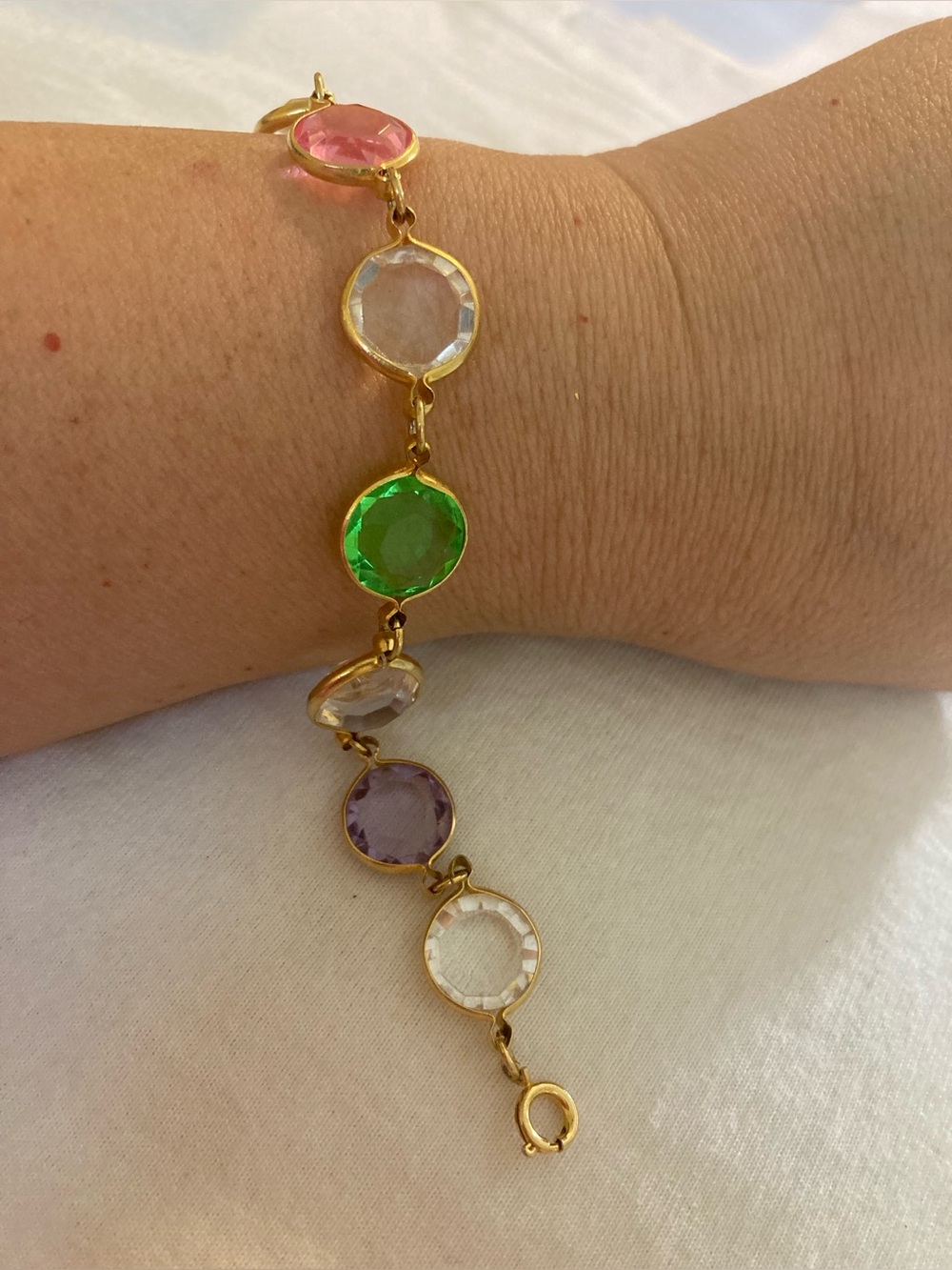 Bezel Multi Colored Stones Vintage Bracelet